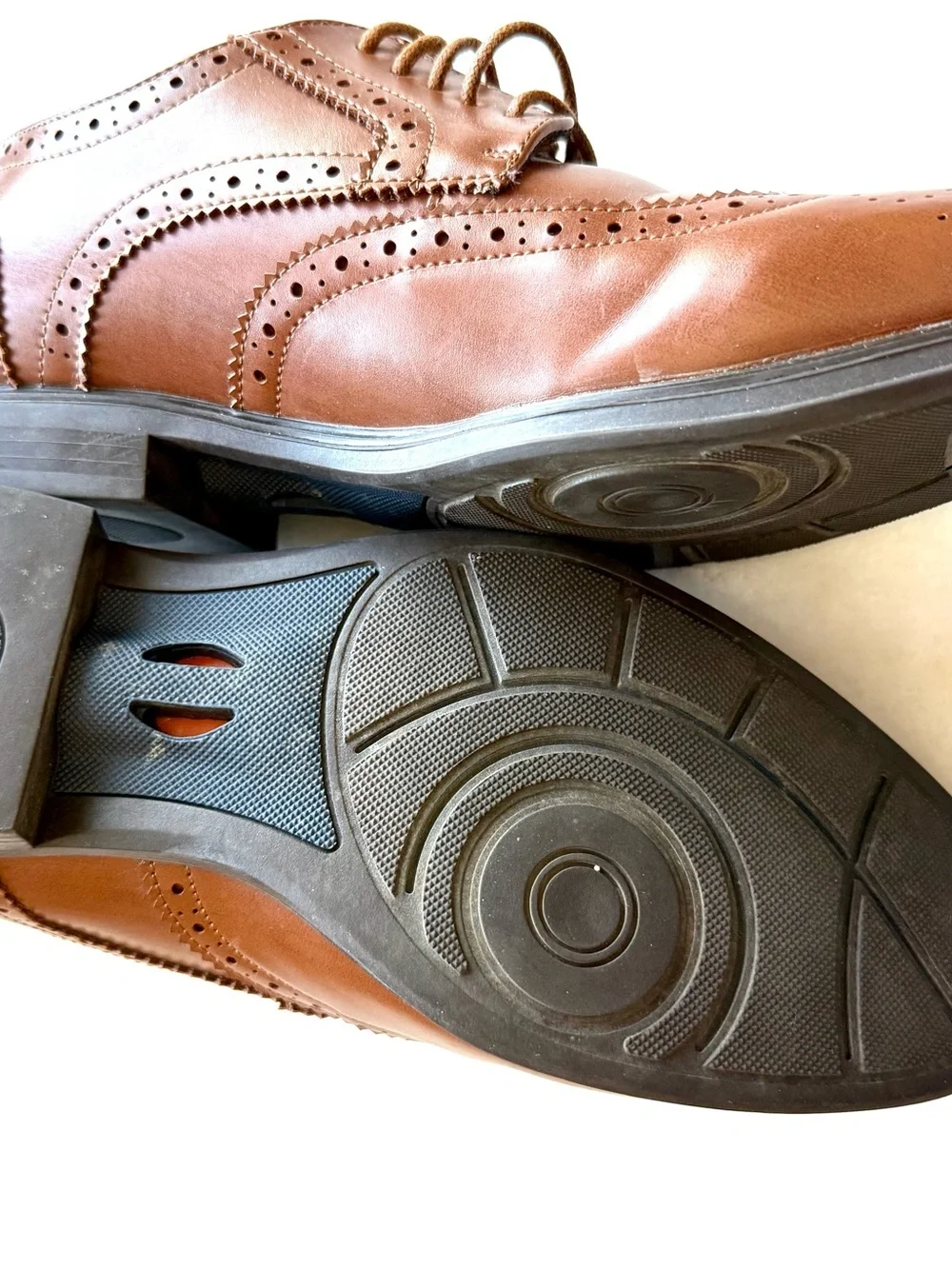 Van Heusen Brown Leather Wingtip Brogues Mens 8